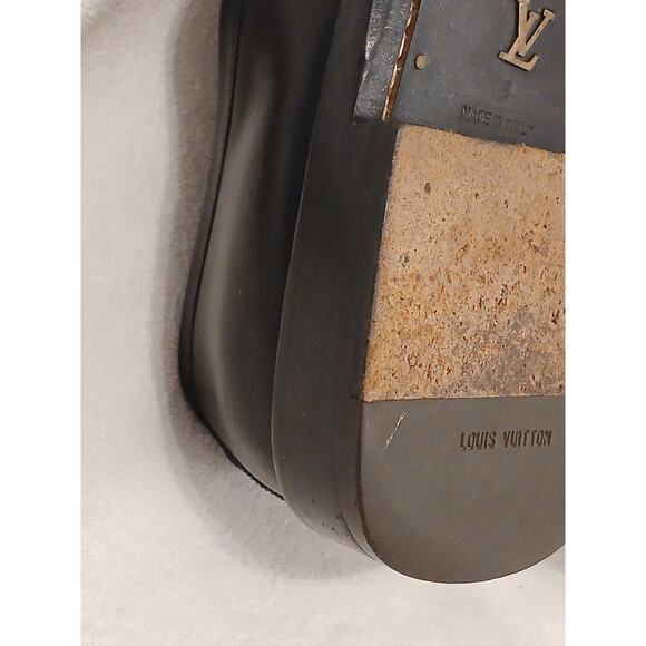 $1200 Louis Vuitton Leather Penny Loafers Shoes Mens US 8 Black Square Toe - Picture 12 of 16